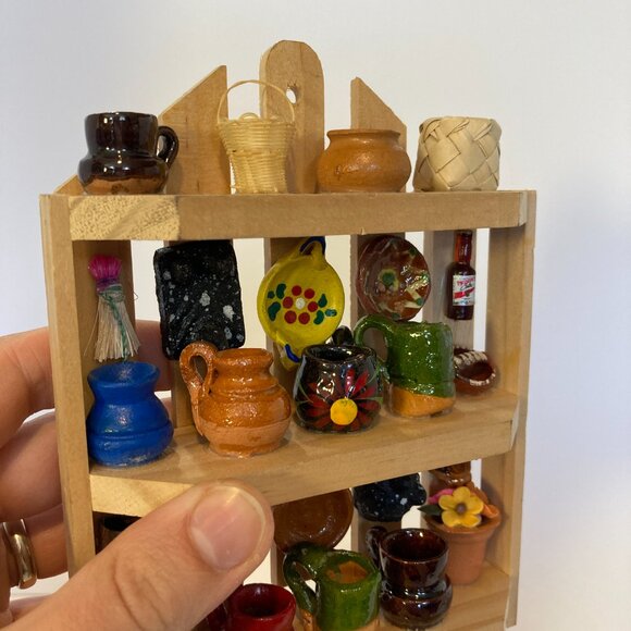 Handmade Mexican Miniature Pottery Basket Mug Kitchen Diorama Wall Decoration - Picture 4 of 8